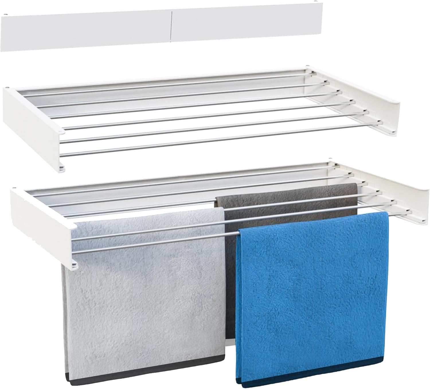 Dekohome Étendoir mural extensible pour intérieur et extérieur, supporte jusqu'à 25 kg, facile à installer et à utiliser, idéal pour optimiser l'espace, résistant, discret et moderne, 80 x 40 x 10 cm