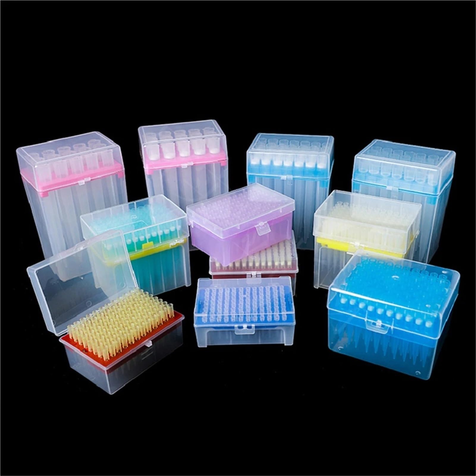 Caja de puntas de pipeta de plástico for laboratorio, con puntas de filtro de pipeta for experimentos, 10ul/10ul-L/20ul/50ul/100ul/200ul/300ul/1ml/5ml/10ml, 1 Juego(1ml-L tips and box)