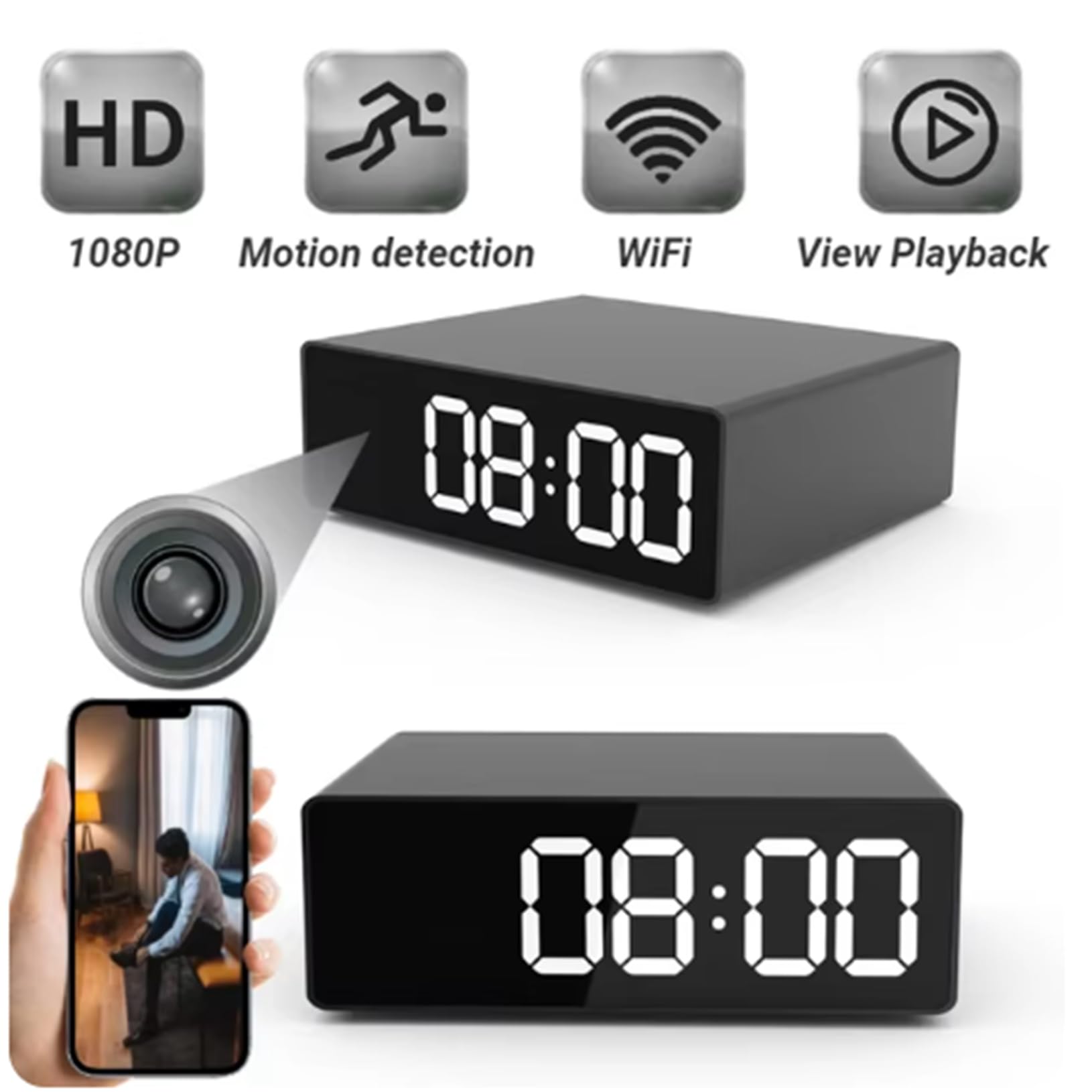HD 1080P HD Surveillance Camera, Wi-Fi, Wireless, Z Noktowizją, DVR, Wykrywaniem Ruchu, Rejestrator Bezpieczeństwa