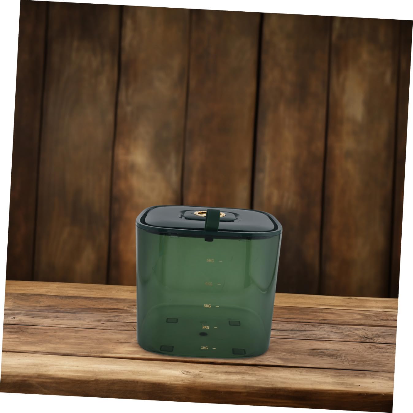 Cabilock Airtight Sealed Rice Storage Container with Measuring Cup, 10lb Capacity Food Organizer Bin for Kitchen Pantry, Moisture-proof Grain Storage Box in Dark Green