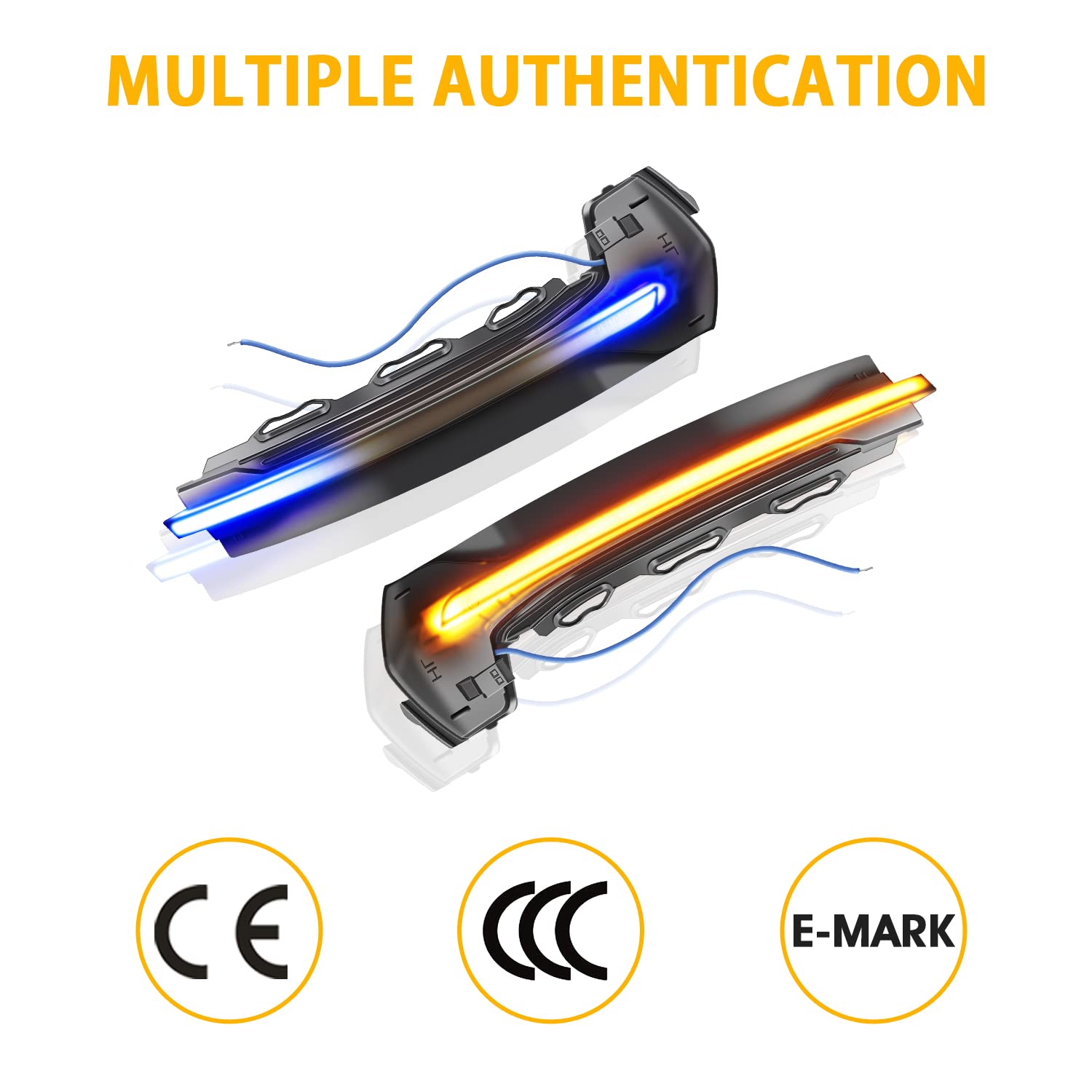 Indicatori di Direzione a LED dinamici, Una Coppia di Indicatori di Direzione per Specchietti Retrovisori laterali Ambra Per Au-di A3 8V, S3 8V, RS3 8VA 2013-2020, Blu e Giallo, 2 Pezzi