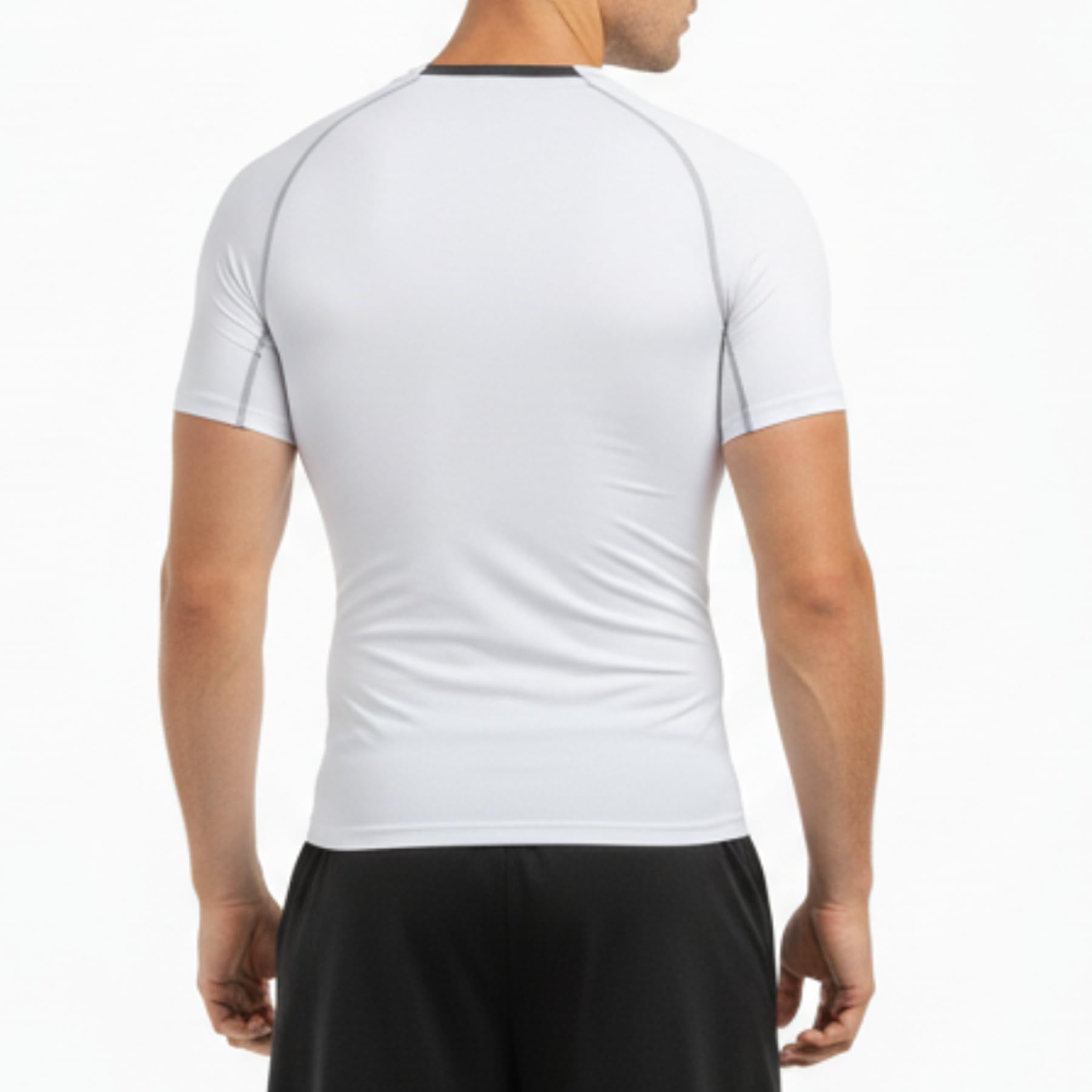 AMZSPORT Maglietta a Compressione da Uomo, a Maniche Corte, Funzionale, Cool Dry, per Allenamento e Corsa