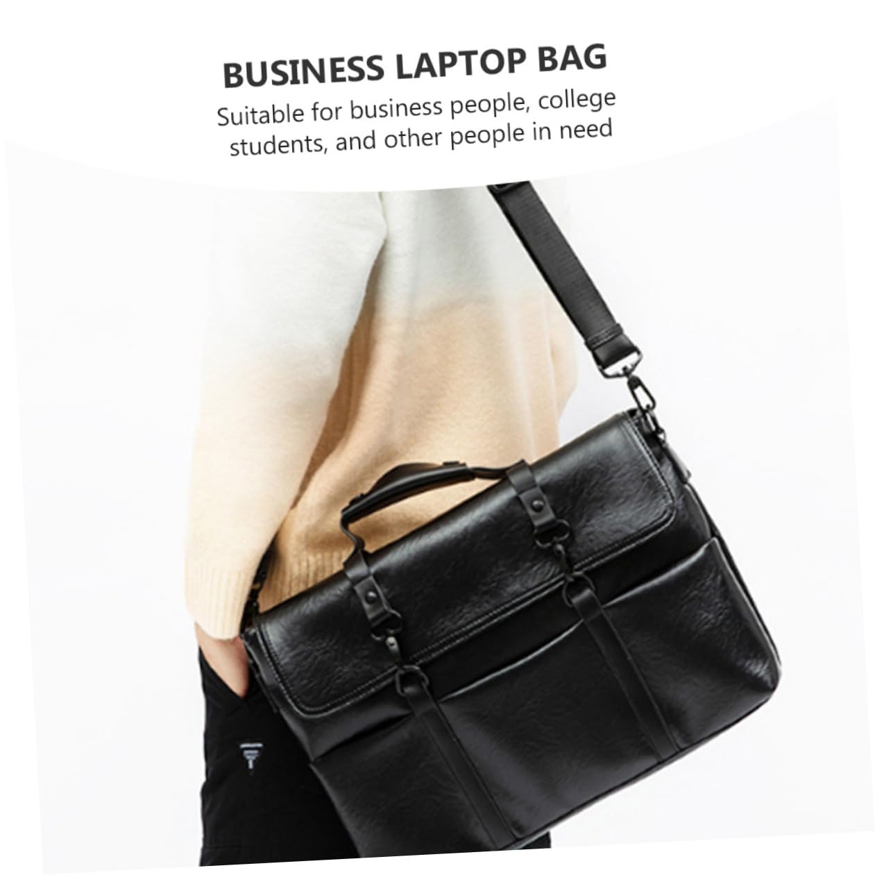 Uonlytech Maletín de Negocios para Hombre Negro, Bolso Bandolera Portátil de Gran Capacidad, Liviano y Resistente la Deformación para Oficina y Trabajo