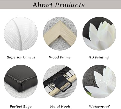 Miniatura 6 de CXHOSTENT Cuadro zen para decoración de pared, lienzo de piedra zen en blanco y negro, arte de pared, meditación, espíritu, spa, habitación, baño,