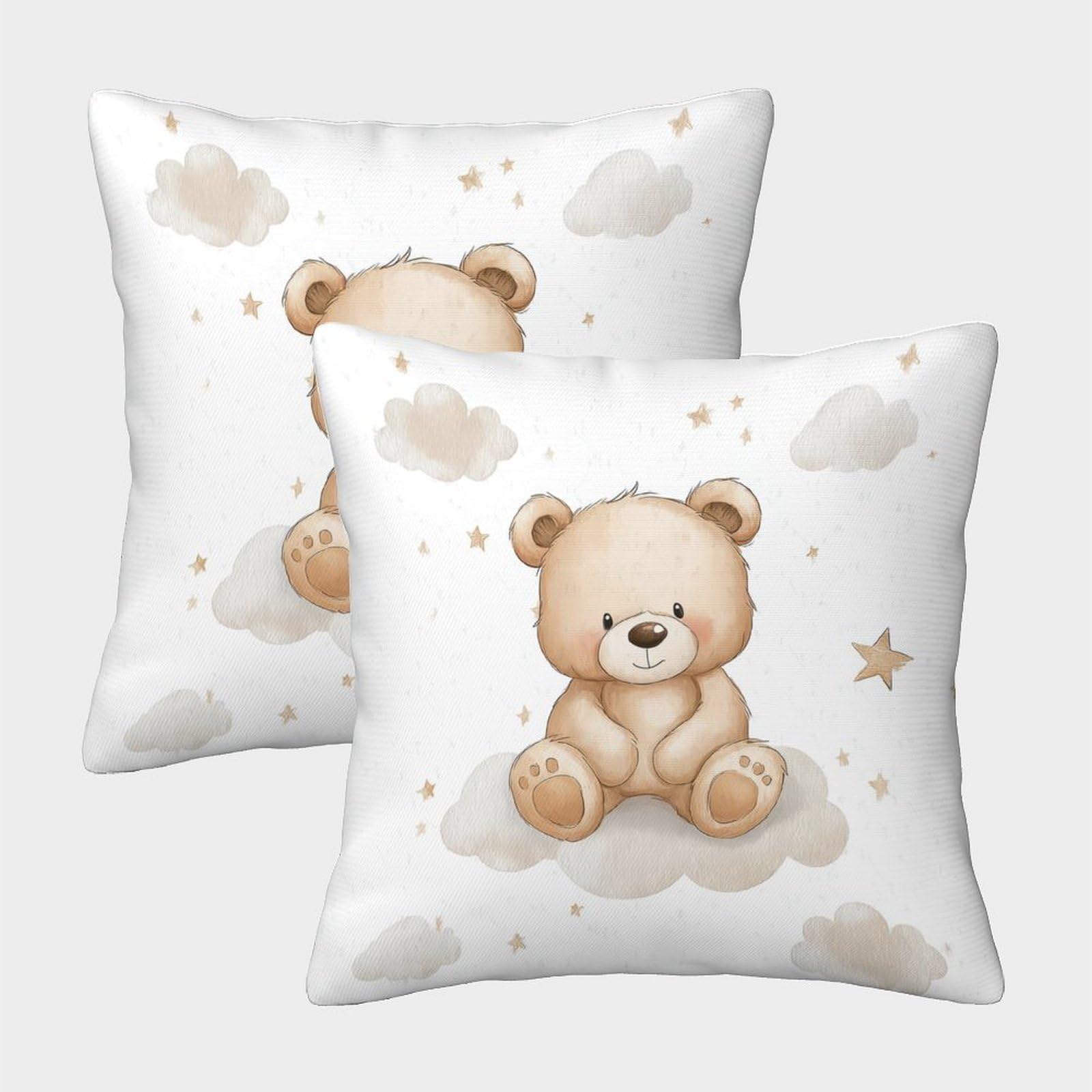 QFVANSIYO Adorable Cartoon Bear 3D Printed Pillowcase Microfiber Bedroom Decor for Adults Teens Washable Teddy Bear Pillow Cover 50x50cm