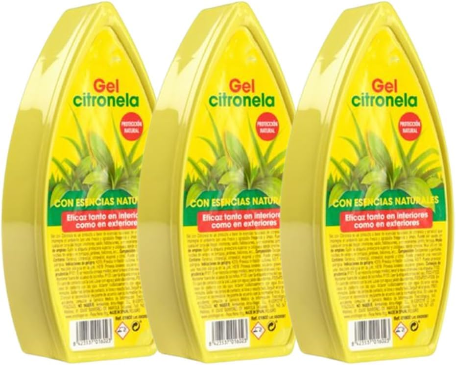 PCMOVILES Ambientador de Gel CLASSIC Citronela – Pack de 3 Unidades – Larga Duración – Frescor para Casa, Habitación, Armario y Coche – Aroma Repelente Natural
