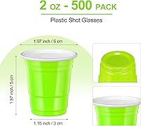Vista 8 de 500 piezas Vasos de chupito de plástico verde fluorescente para el día de San Patricio vasos de chupito desechables de 2 onzas Vasos de chupito