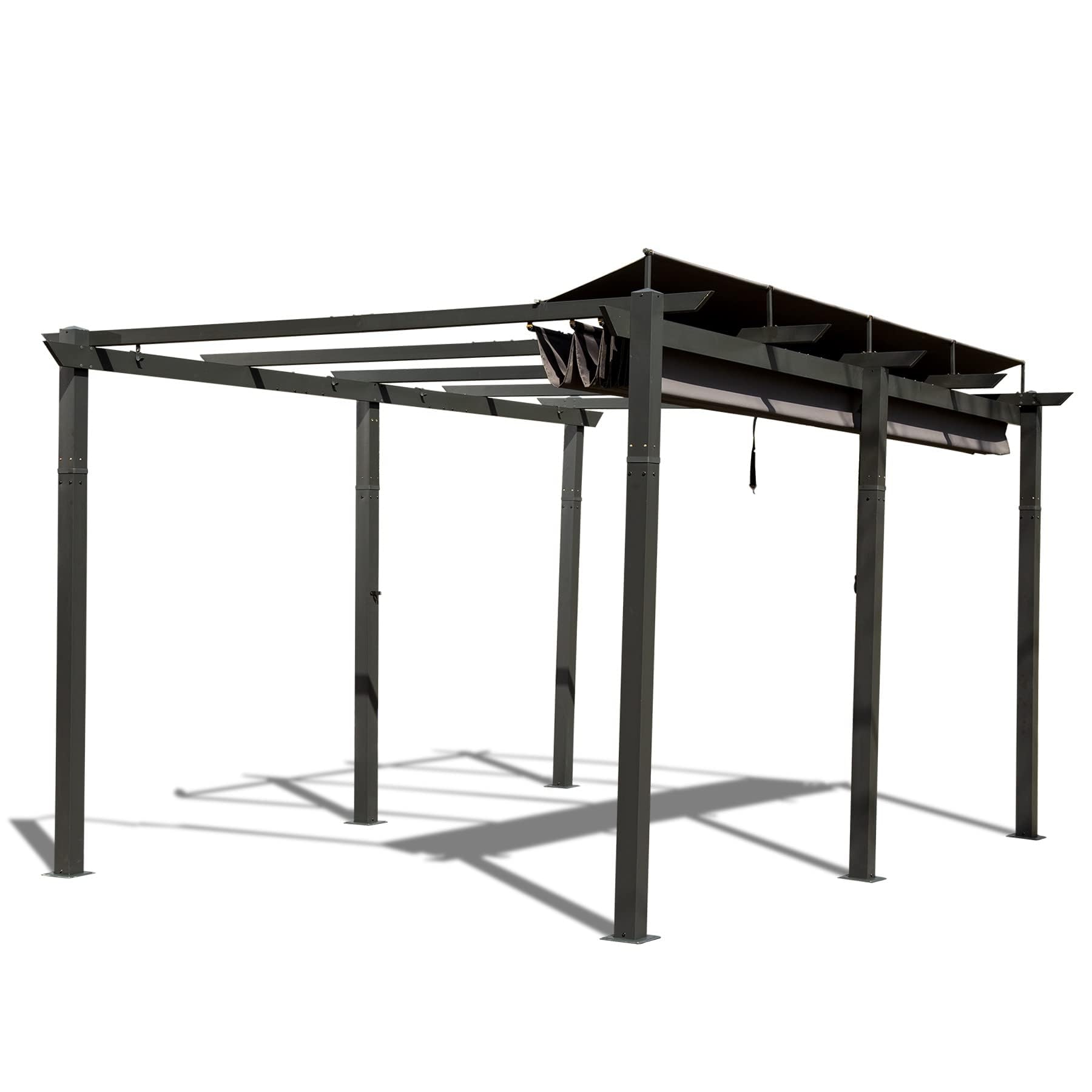 Pergola 11 X 16 FT Retractable for Outdoor Events Gazebo with Weatherproof Canopy Aluminum Garden Shed Roof Patio BBQ Gazebo for Yard Family Party Dark Gray