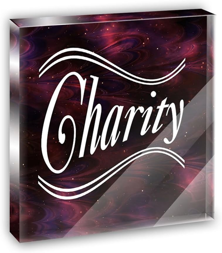 Charity Burgandy Swirls Acrylic Office Mini Desk Plaque