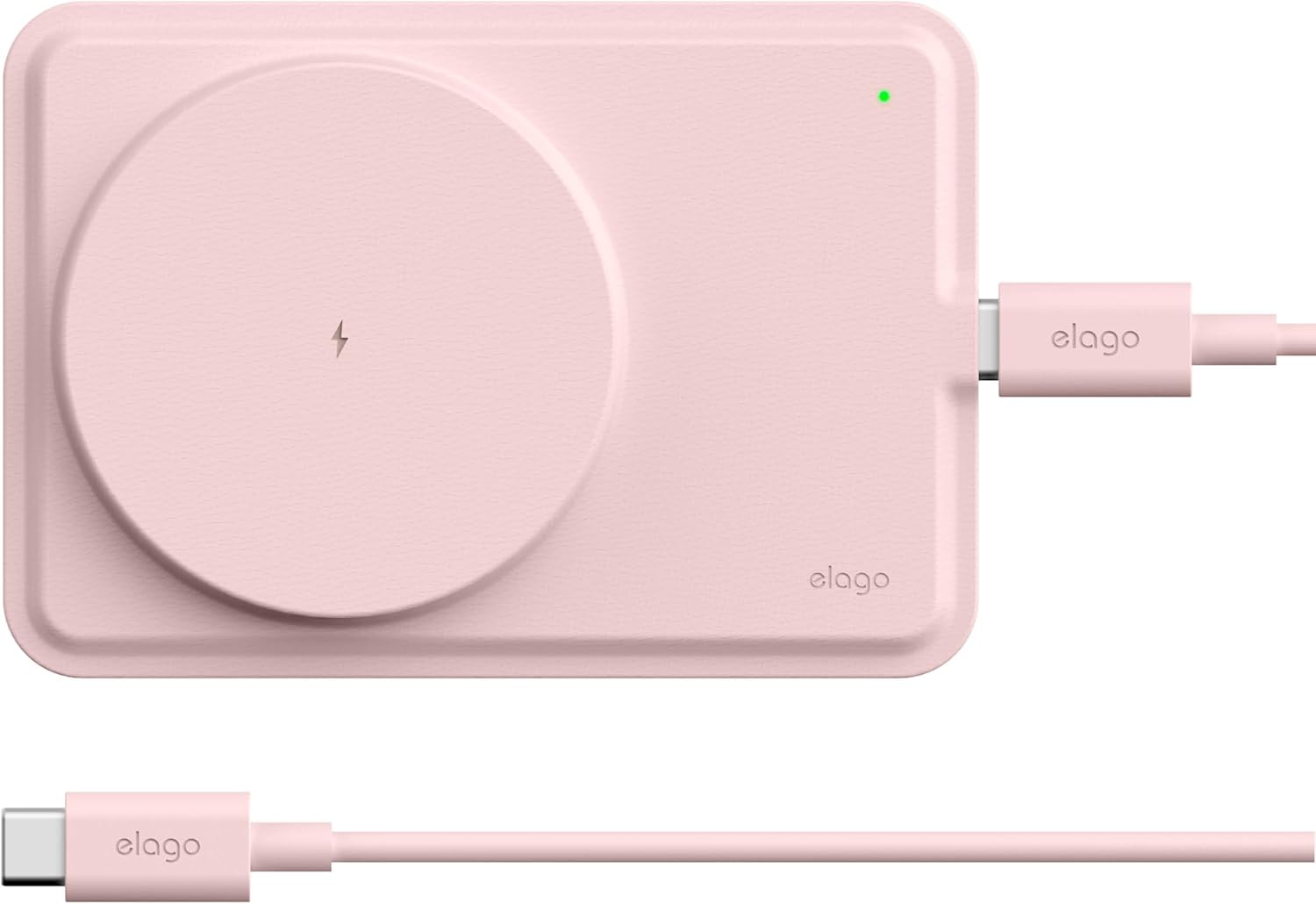 elago 15W Wireless Charging Pad Compatible with iPhone 17, 16, 15, 14, 13, 12, Magnetic on Both Sides, Cable Included, Standby Mode, Travel Friendly (Lovely Pink)