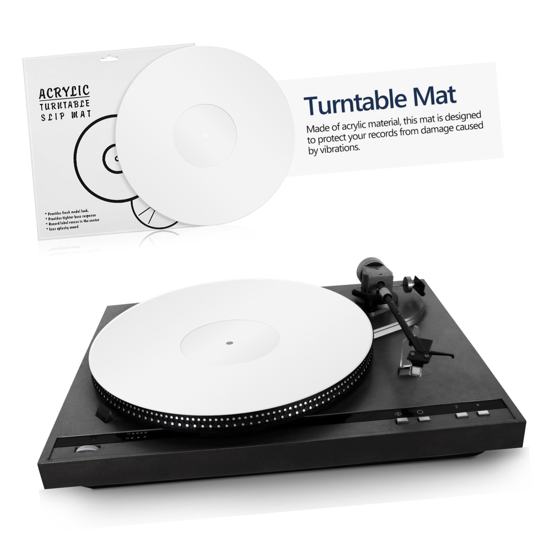 Alfombrilla Acrílica Antiestática y Que Reduce Vibraciones para para Tocadiscos de 12 Pulgadas Complemento Adecuado para Discos de Vinilo y Plato Giratorio