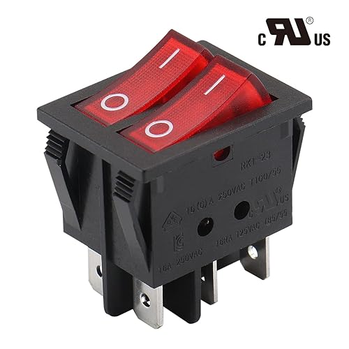 Miniatura 2 de Baomain Interruptor basculante para barco, luz roja, iluminado, CA, 16A250V, 16A125V, 6 pines Dual DPDT ONOff UR List (10)