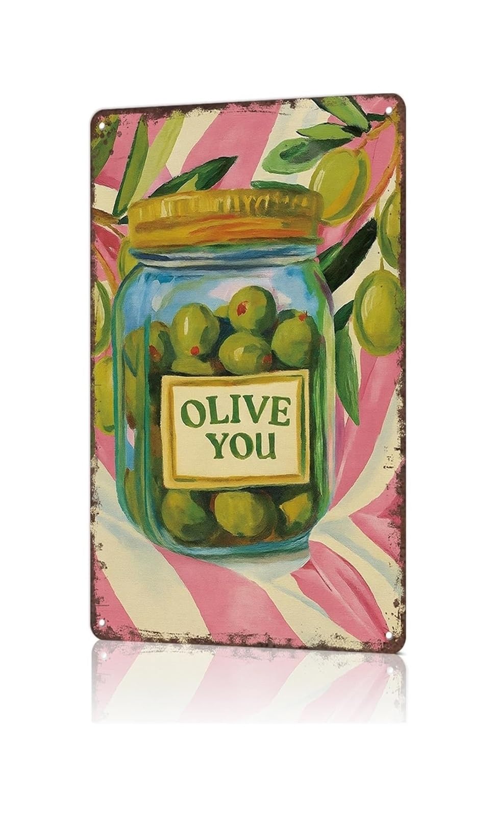SMGLRUEAT Funny Saying Olive You Vintage Tin Sign Metal Wall Decor for Man Cave Garage Bar Office Home or Business 8 X 12 inch