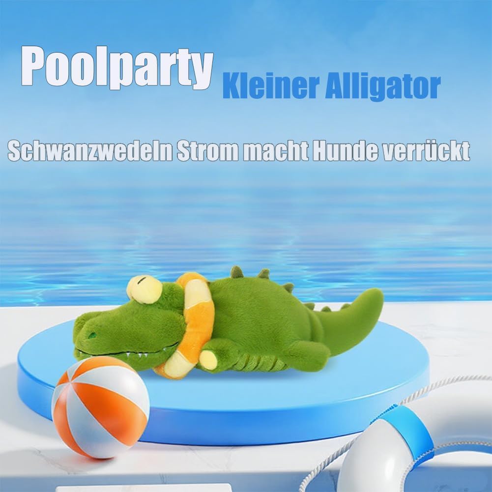 Calming Crocodile, Automatic Tail-Wagging, Quietschendes Krokodil-Hundespielzeug, Machine Washable, Interaktives Hundespielzeug füR Kleine, MittelgroßE und GroßE Hunde (Mix)