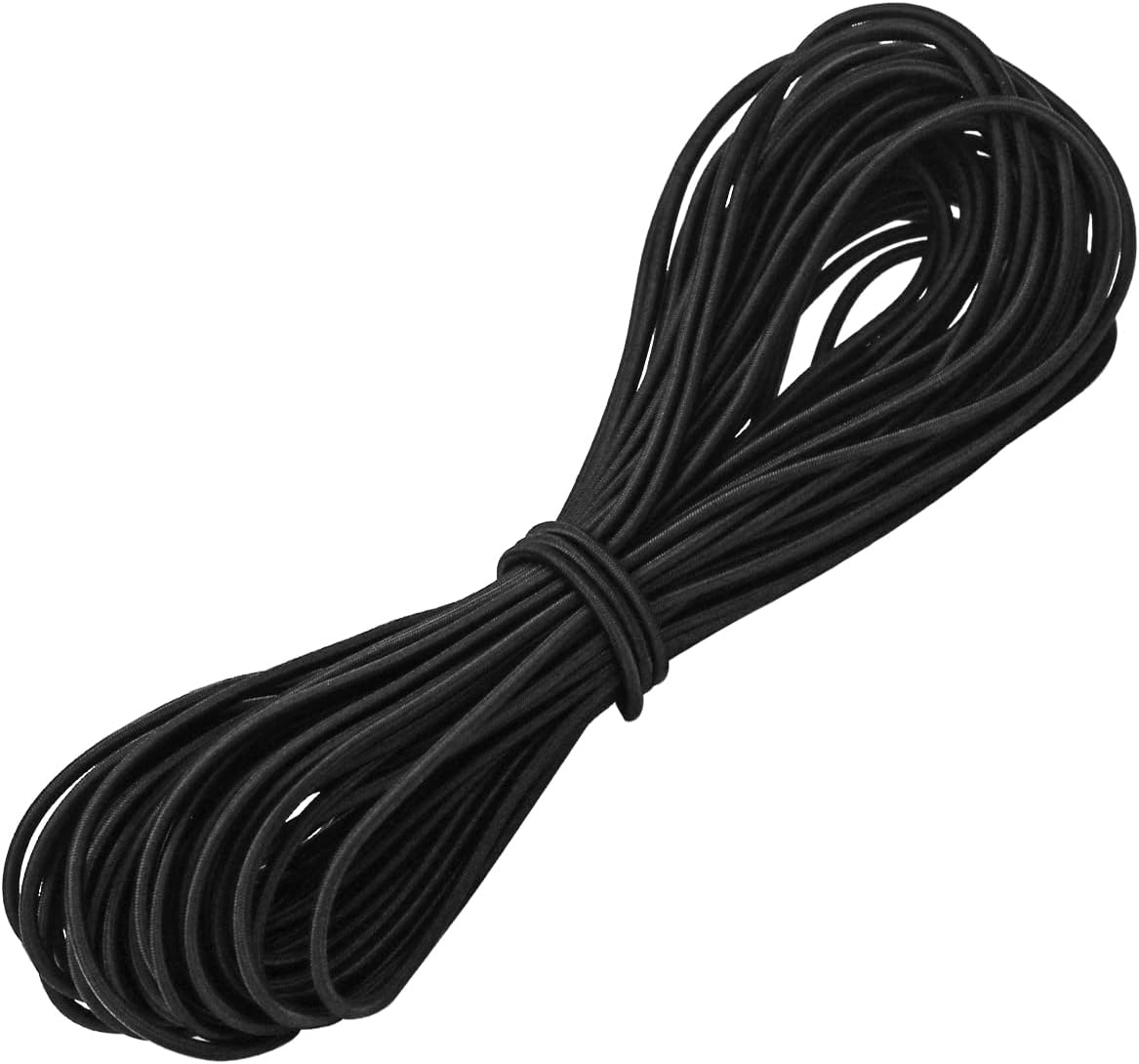 1 8" Bungee Shock Cords,65 Feet Elastic Nylon Cords Kayak Stretch String Rope for Bikes,Tie Downs,Boating,Camping,Cars,Sunshades,Fitness and Outdoor Enthusiasts (1 8 inch x 65 feet, Black)