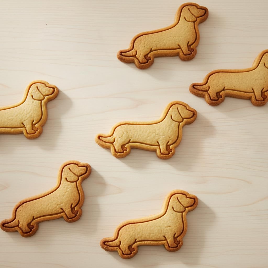 BAKERLOGY Short Haired Dachshund Body Mini Cookie Cutter & Stamp Set – Cute Sausage Dog Fondant Embosser for Pet Lovers, Cupcake Topper & Cake Baking Decoration Tool