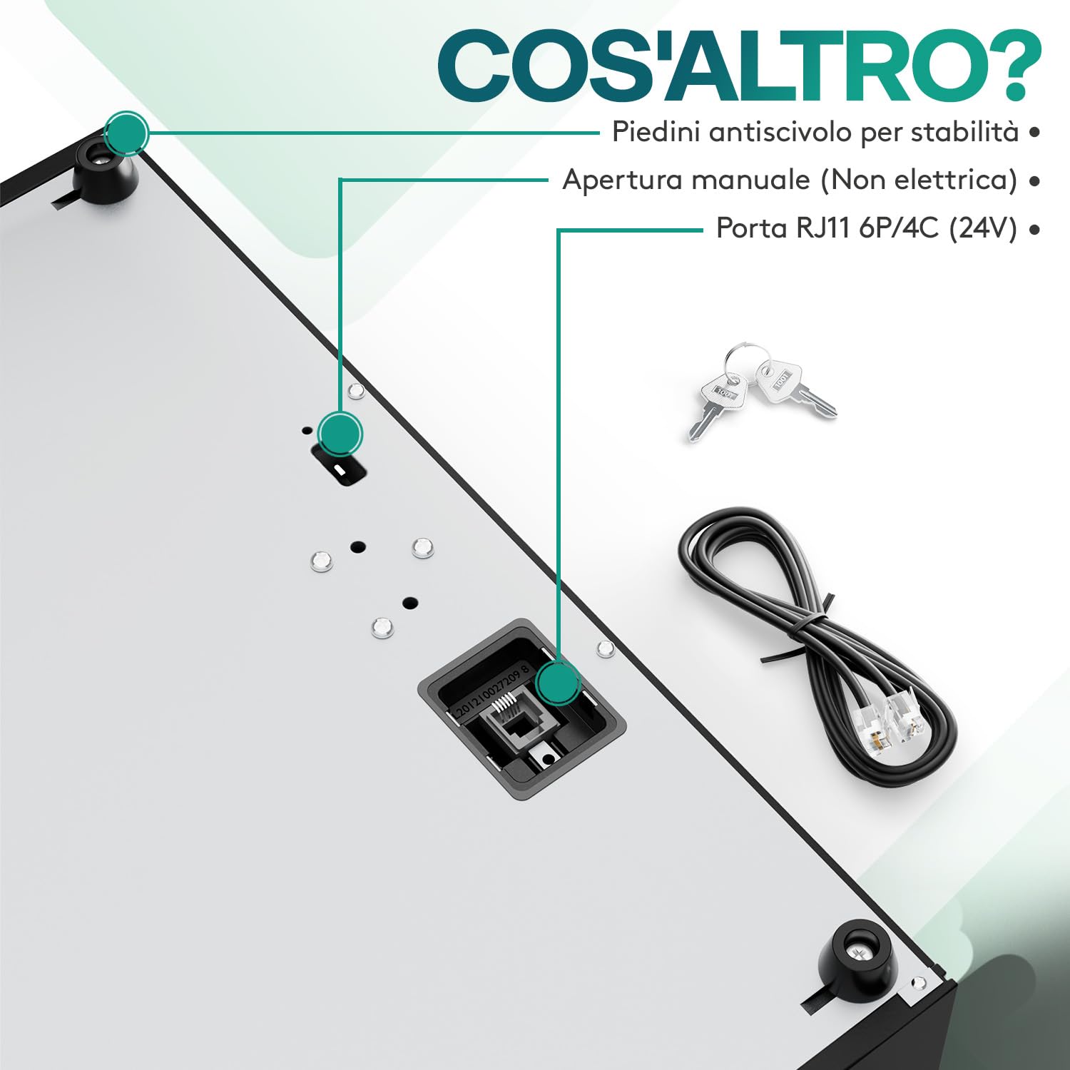 ACROPAQ Cassetto cassa - Compatibile con registratore cassa RJ11, 4 scomparti monete e 8 banconote, Cassetto in metallo con inserto rimovibile, Robusto (42 x 41 x 12 cm) - Cassetto cassa registratore