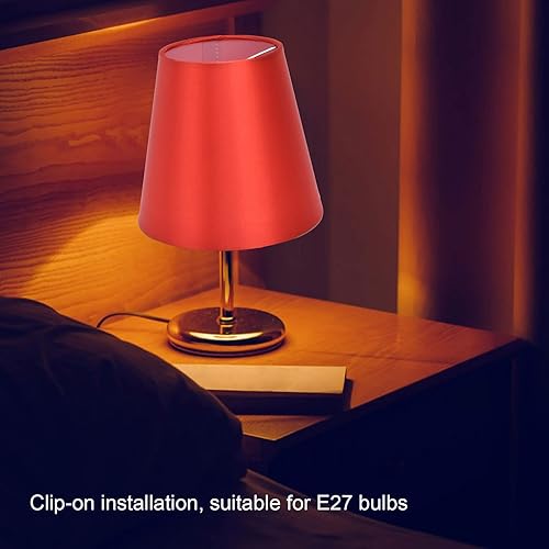 Miniatura 7 de Alvinlite Juego de 6 pantallas de lámpara rústicas pequeñas con clip en la bombilla de campana, pantallas rojas para mesa, piso, pared, lámpara de