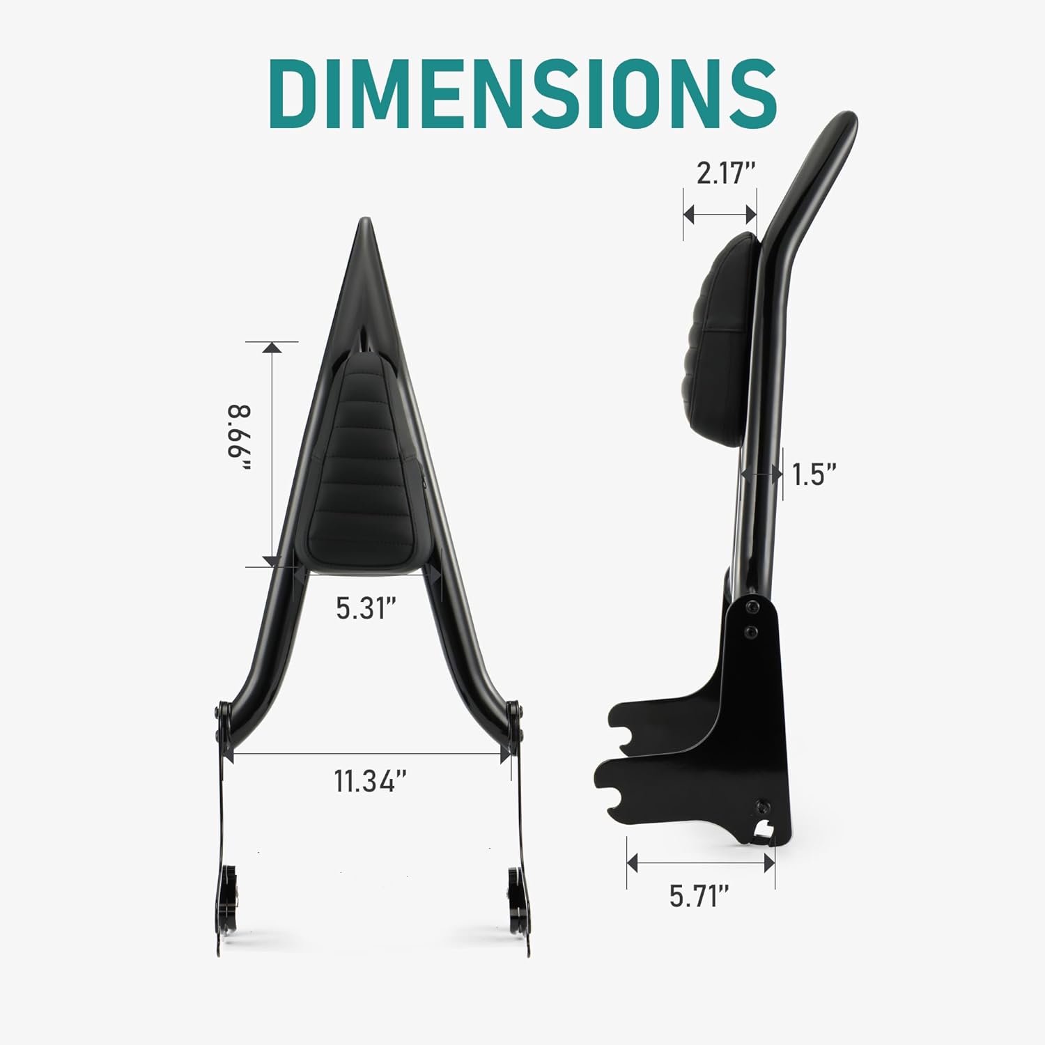 MoKitDora Touring Sissy Bar 1.5" Fat Passenger Backrest for 1997-2008 Harley Road Glide FLTR Road King FLHR Street Glide FLHX Electra Glide FLHT, Black