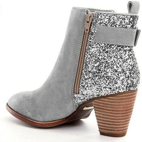 Amazon.com: JUNSHANG Botas bajas para mujer, botas cortas de tacón alto,  tacón grueso retro, punta redonda, tacón grueso, botas de tacón grueso  casual para mujer, color gris 38 : Todo lo demás