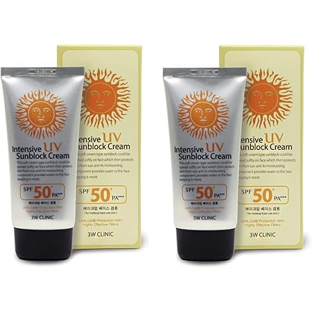 Amazon Com 3w Clinic Intensive Uv Sunblock Cream Spf50 Pa 70ml For Make Up Base Use Also Beauty Personal Care