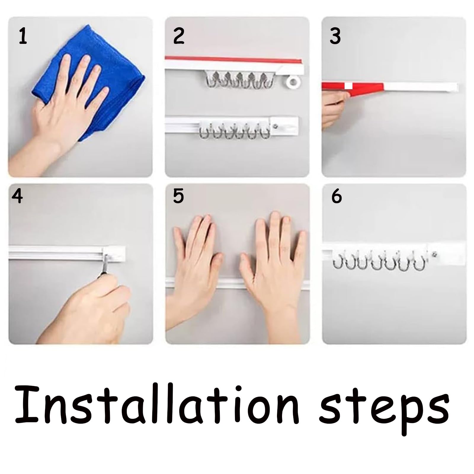 DECOMELODY Gardinenstangenhalter Selbstklebend - 2 Stück, Deckenmontage Ohne Bohren