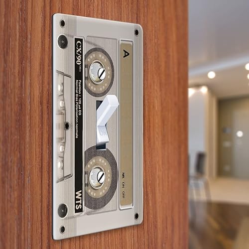 Miniatura 3 de WIRESTER Placa de interruptor de luz de palanca de una sola bandacubierta de placa de pared - Cinta de casete marrón transparente retro