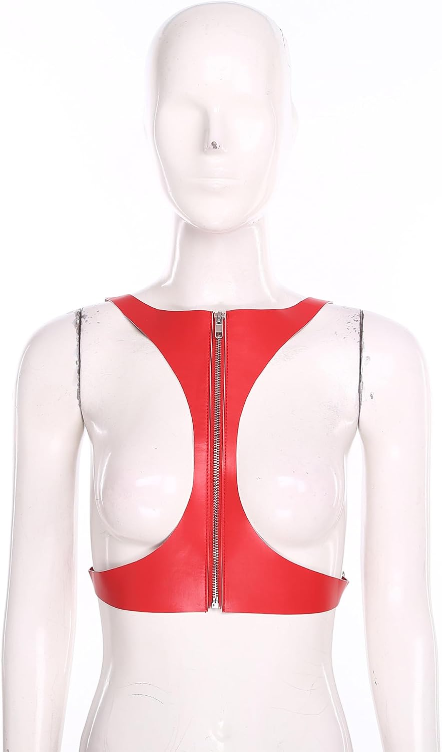 Adult Open Cup Lingerie for Women Bustier Corset Top Pu Leather Chest Harness Opening Cup Brassiere
