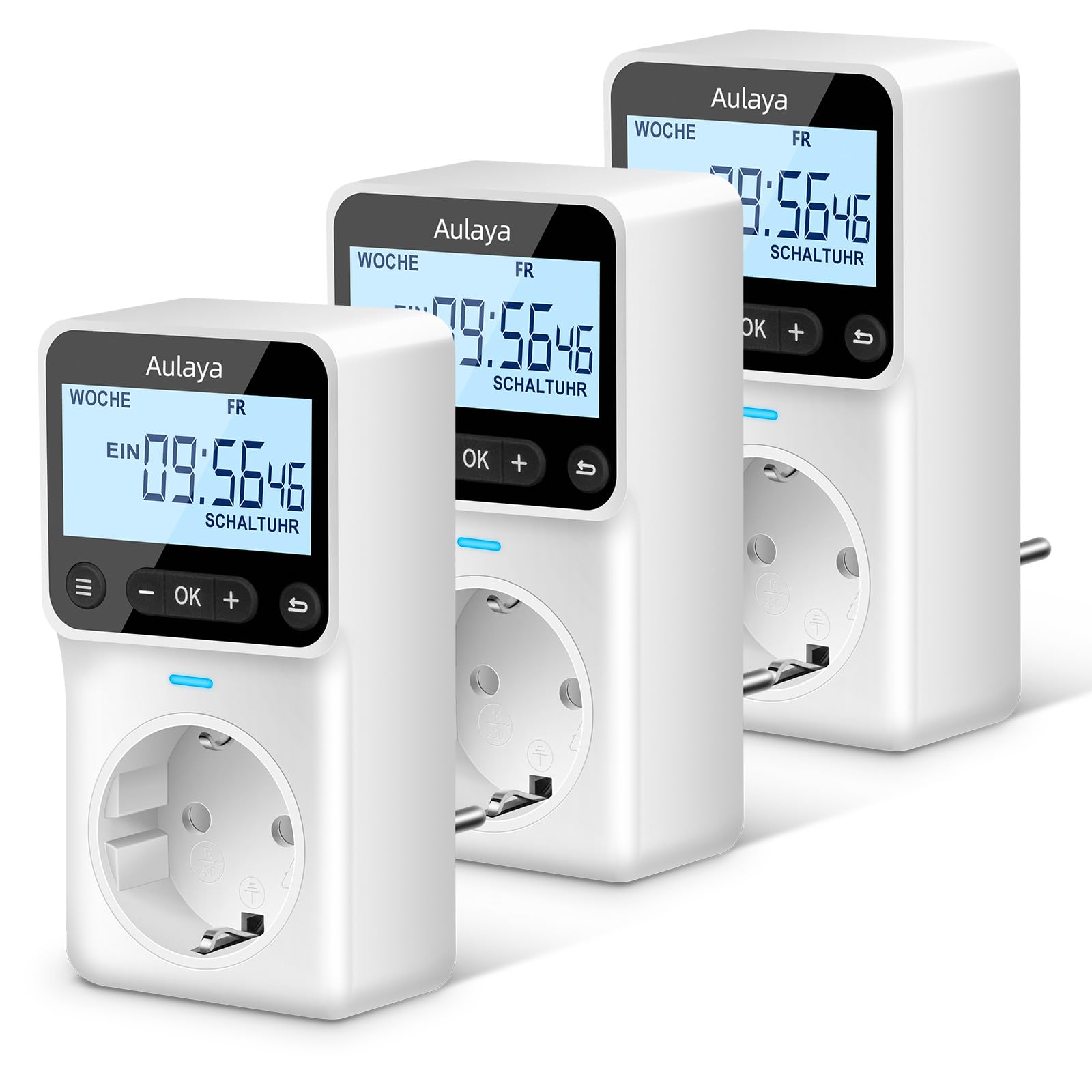 Zeitschaltuhr Steckdose Digital Innen mit 25 konfigurierbaren Wochen- Tages- und Minuten Programmen,LCD-Display Digitale Elektrische Zeitschaltuhr für Innen 3680W 3 Pack