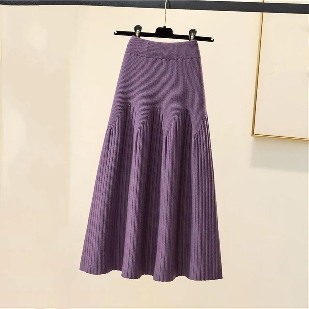 Lmtossey Gonna a pieghe invernale versatile a trapezio lavorata a maglia
