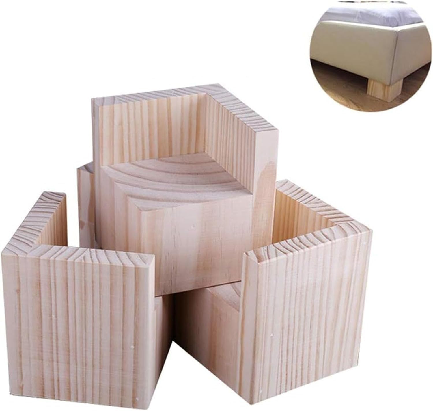 Regulowane podnóżki meblowe do łóżka, zestaw 4 stołów, biurek i łóżka, 15 x 15 x 5 cm, solidne drewniane bloki podwyższające wysokość i oszczędność miejsca