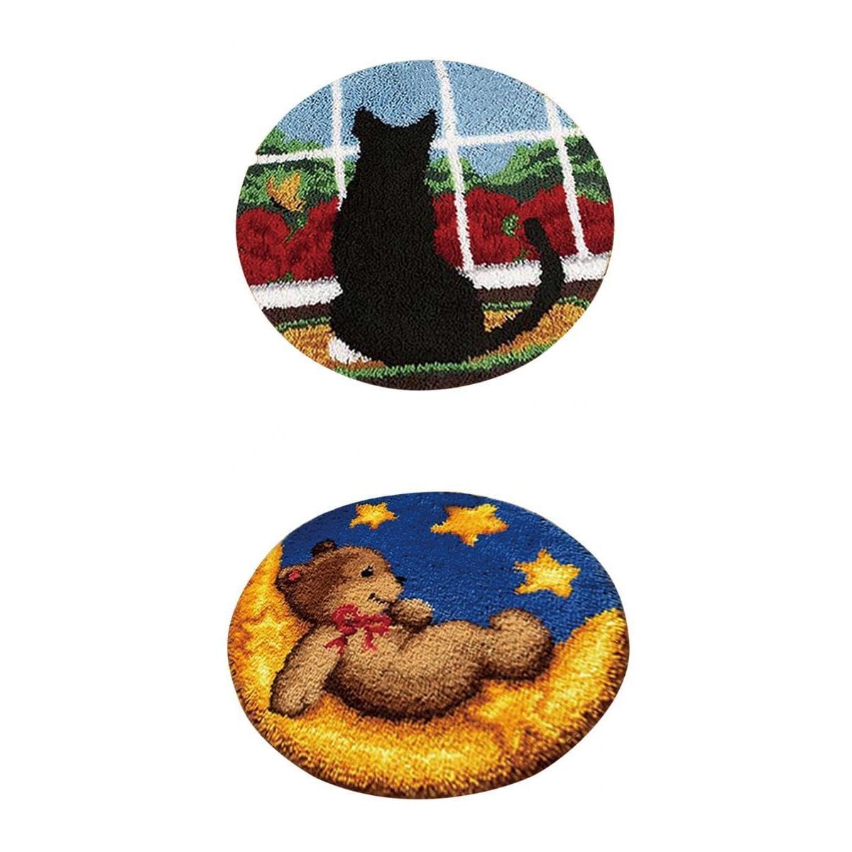 MERISHOPP® 2 Sets Cat Bear Latch Hook Kits Carpet Latch Hooking Rug Kits Cushion Making|Crafts | Needlecrafts & Yarn | Rug Making | Latch Hooking-image-31