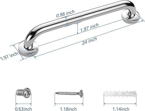 Miniatura 2 de Gotega Barra de agarre para ducha, paquete de 2 barras de agarre de acero inoxidable para baño, ducha y baño, barras de agarre para bañera y duchas