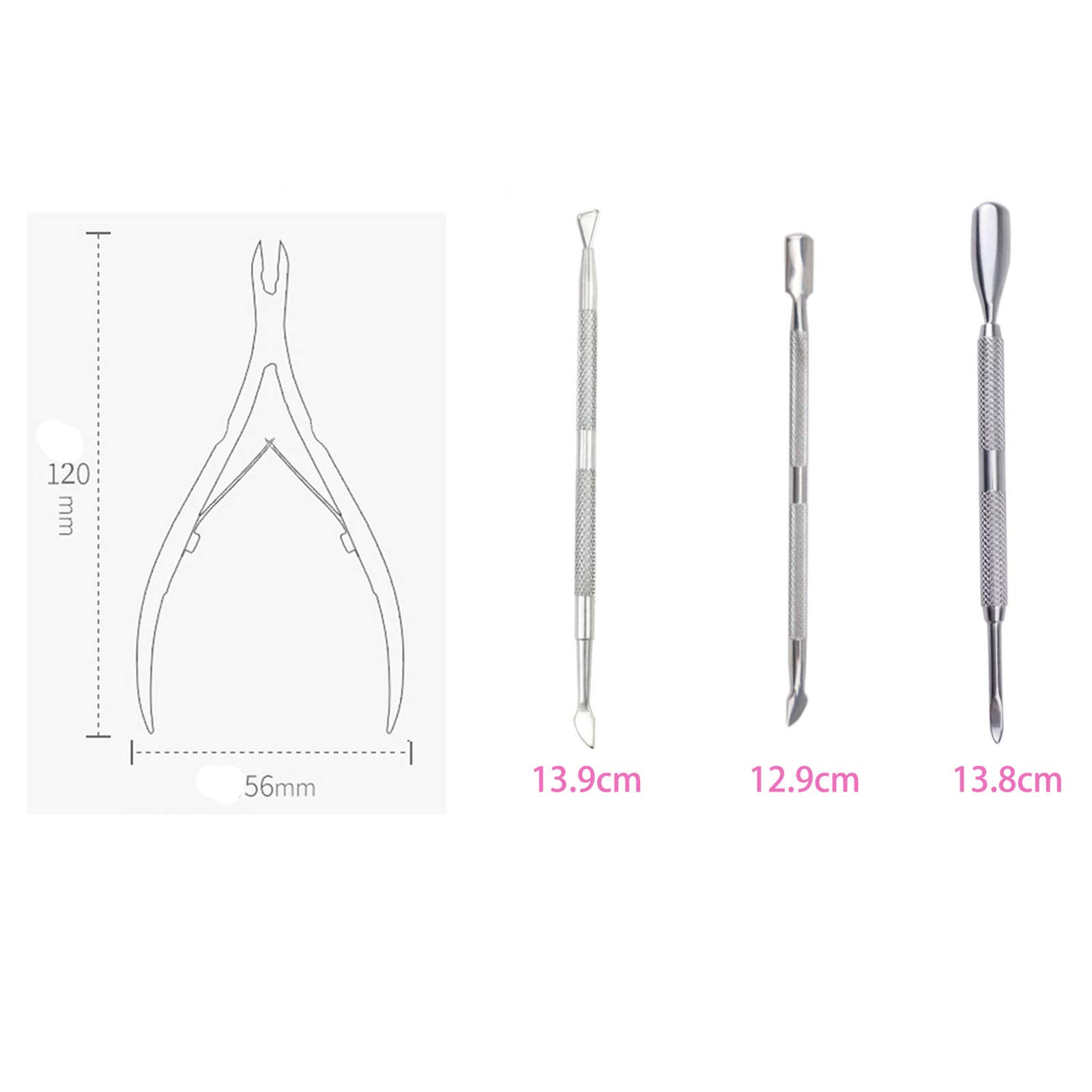 Professionelles Nagelpflegeset 4-teilig – Aus Edelstahl, Mit Zange, Entferner, Schieber & Heber