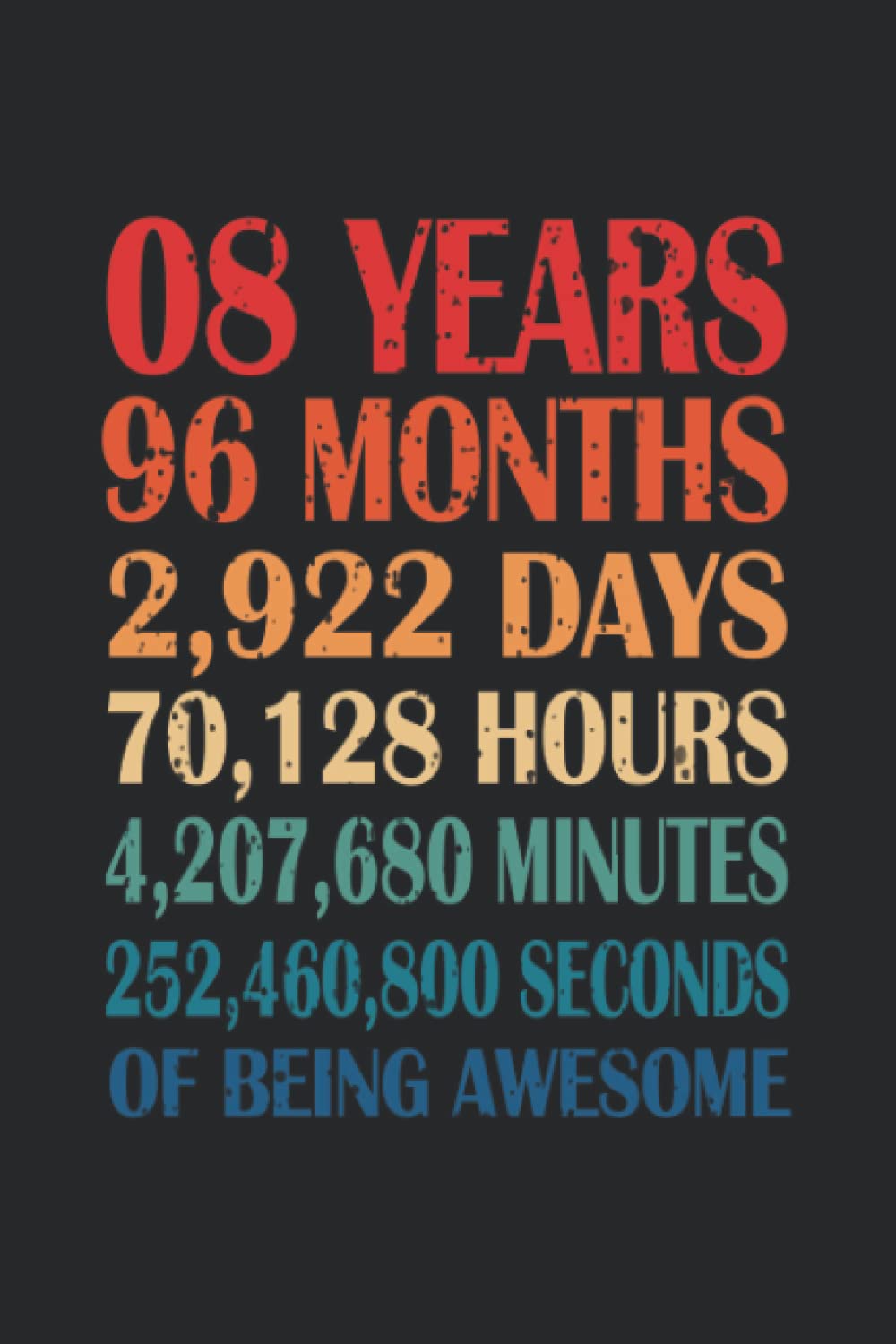 8 Years 96 Months Years Of Being Awesome: Funny 8 Year Old Gifts Ideas / Journal / Notebook / Diary birthday present journal / Alternative birthday greeting card for boys & girls