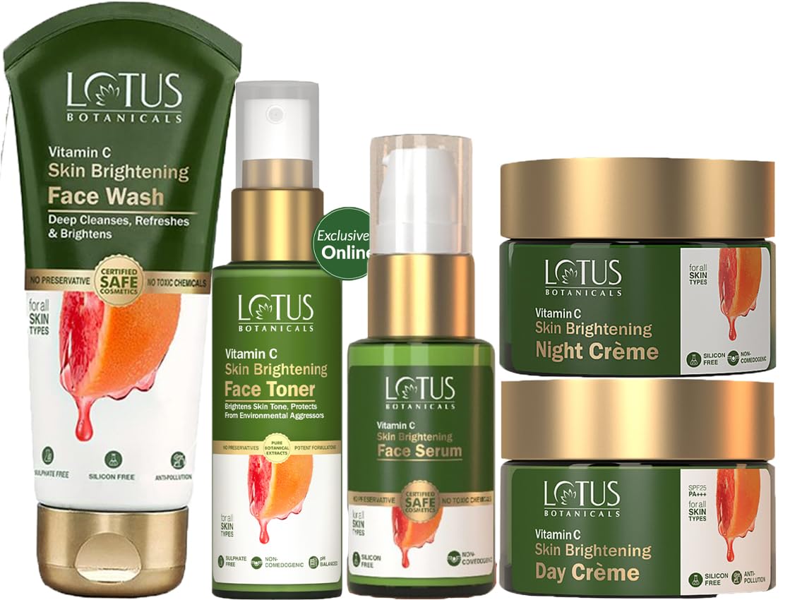 Lotus Botanicals Vitamin-C Day Cream_50g + Night Cream_50g + Face Wash_100g + Face Serum_30ml + Face Toner_50ml (Set Of 5) - Review, Price and Buying Guide