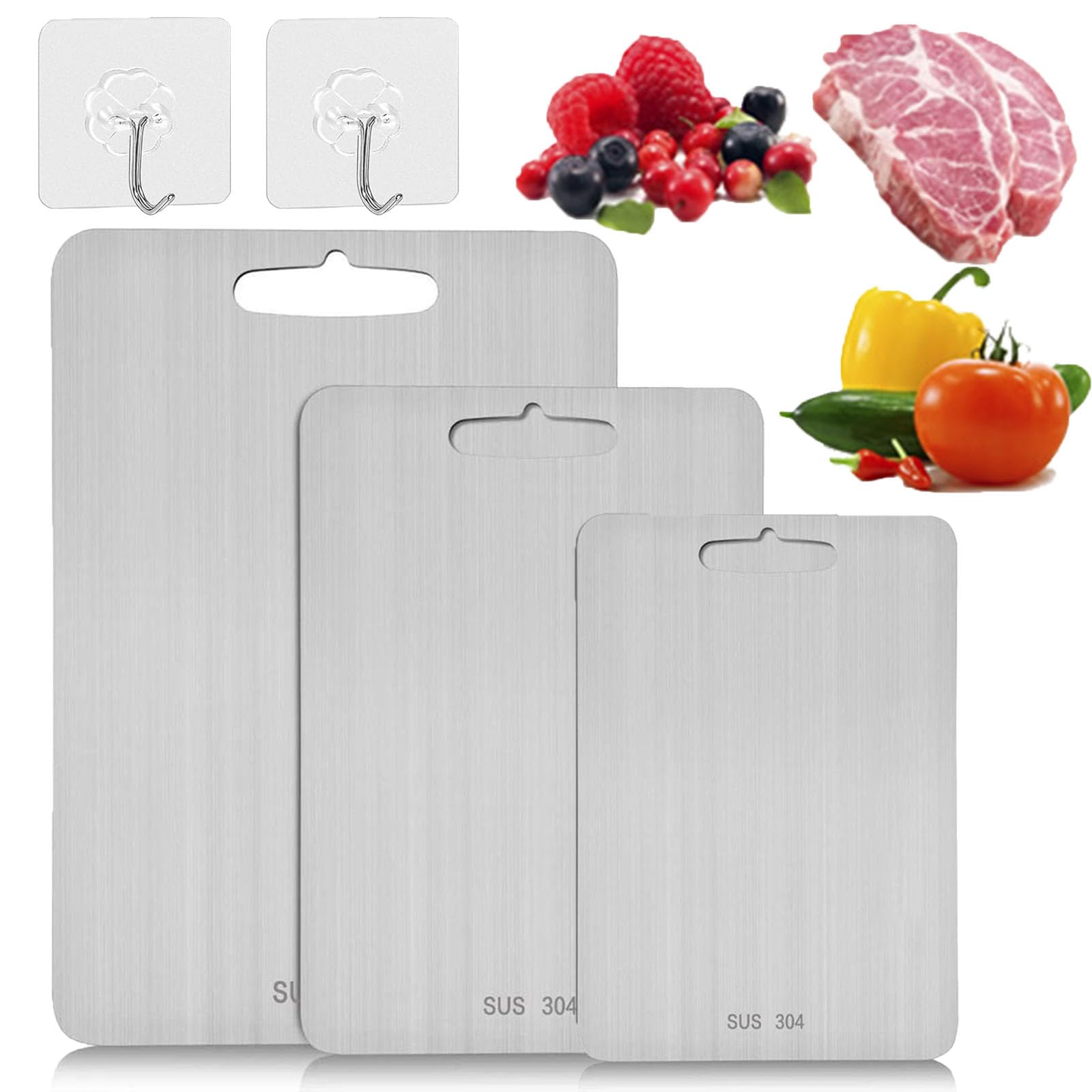 Titanware Cutting Board, 100% Pure Titanium Cutting Board for Kitchen, Double Sided Medical-Grade Titanium Cutting Mat, Cutting Edge Hygiene Durability, for Meat Fruit Vegetable (L (18″ x 12″))