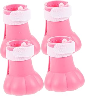 WOONEKY 4 Pçs Capa De Pé De Gato De Silicone Capa De Sapato De Silicone Botas De Gato Apenas Sapatos Para Gatos Botas Laváveis De Gato Sílica Gel Três Gerações Meias De Gato Rosa Pata