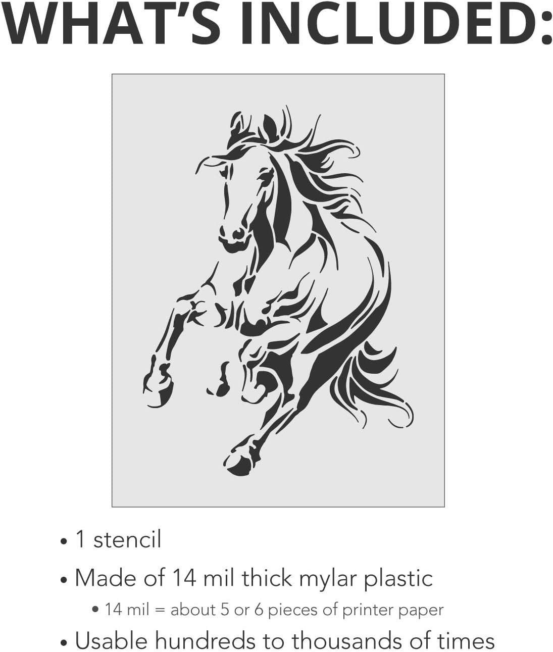 Stencil Stop Running Horse Stencil - Reusable for DIY Projects, Painting, Drawing, Crafts - 14 Mil Mylar Plastic (13.13 x 18 inches)