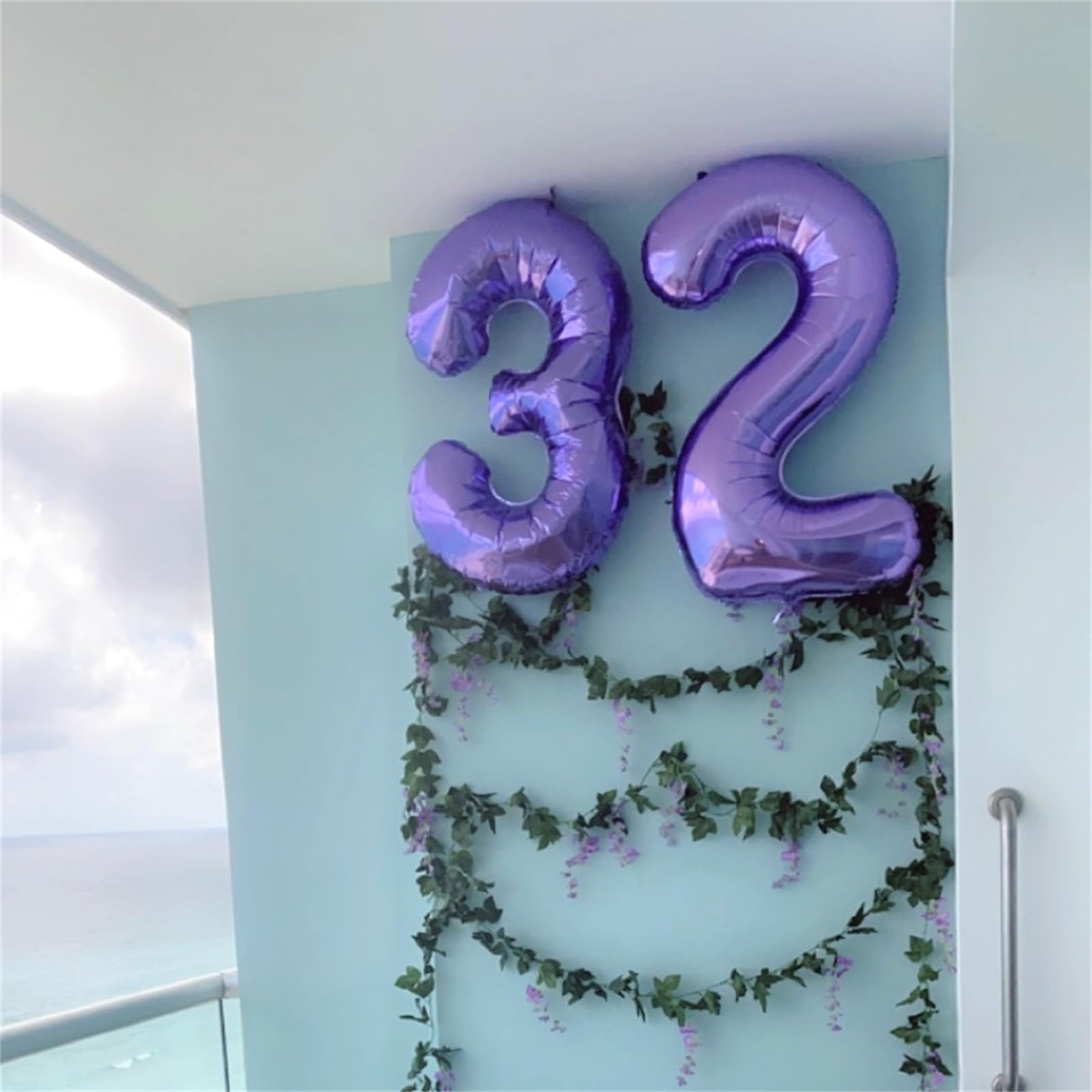 Palloncini giganti viola chiaro con numero 8, 101 cm, in lamina di mylar color viola pastello, per ragazze, autogonfiante per 8° compleanno, palloncino a elio per donne per 8° anniversario decorazioni