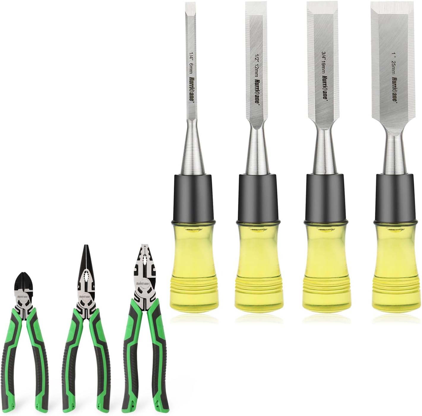 HURRICANE Wood Chisel Set with 3 Piece Pliers Set