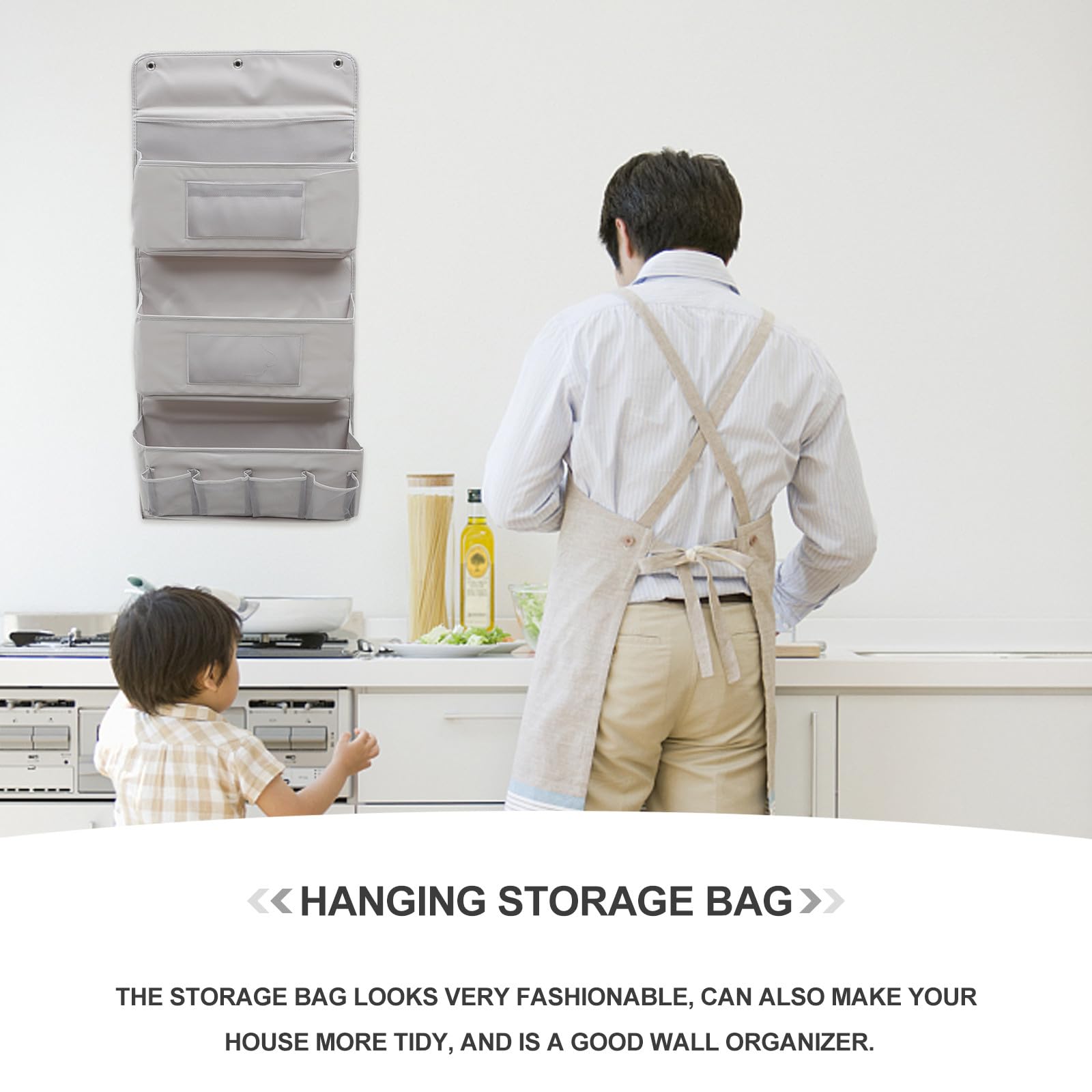 Healeved Bolsa de Almacenamiento Colgante para Armario y Pared Organizador de 3 Capas en Tela Gris Bolsa para Colgar en Puerta Adecuado para Orden en Dormitorio y Sala