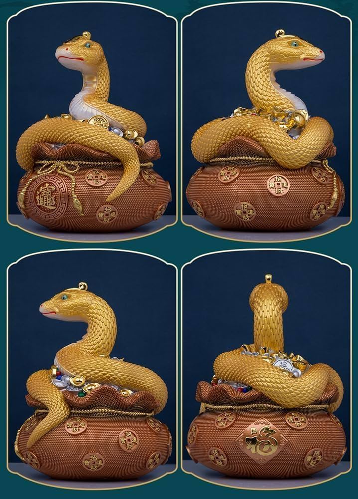 Amazon.co.jp: へび 置物 聚寶盆 金運置き物 蛇の置物 玄関飾り