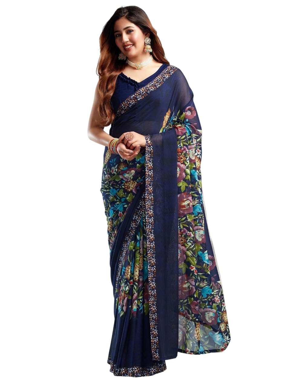 Womens Shiv Textiles Women's Georgette Printed Saree-picture-10