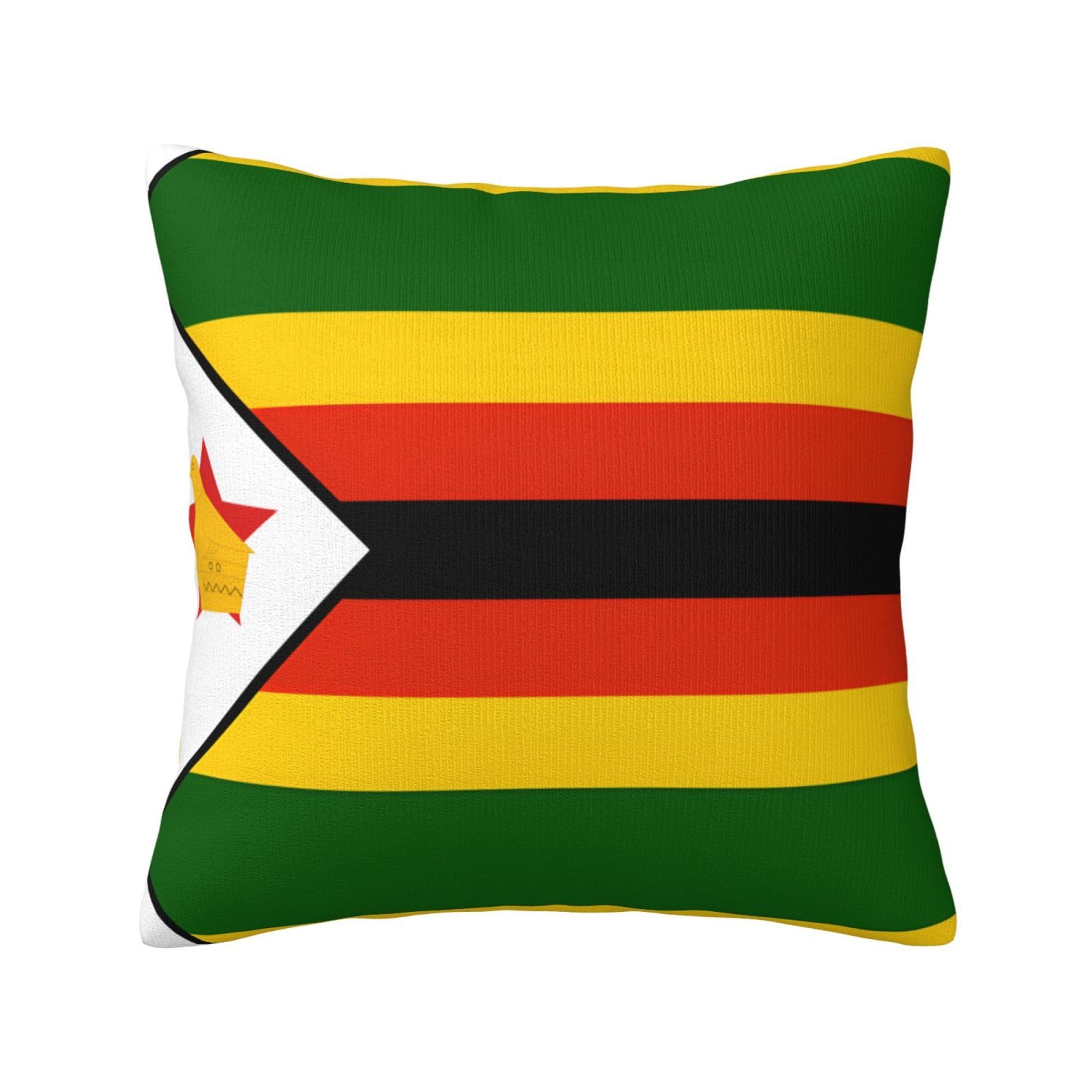 Flag of Zimbabwe Print Decorative Throw Pillow Covers for Sofa, Outdoor and World Cup Celebrations