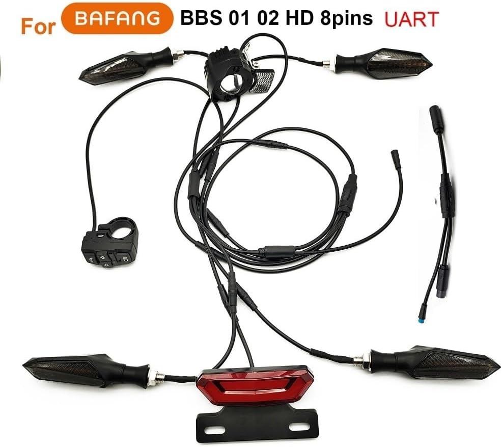 Front Rear Light Kit for Ebike Tricycle, 36V 48V 52V Brake Turn Signals with Flashing, Waterproof for BAFANG Compatible