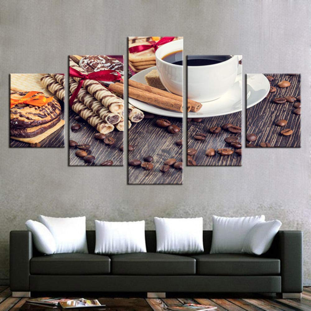 Impresiones sobre Lienzo HD Lienzo Arte De La Pared Decoración del Hogar Marco Cartel 5 Panel Café Chocolate para Sala De Estar Impreso Moderno Cuadros Pintura Animal Fotos