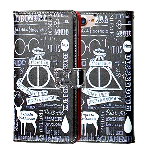 DURARMOR Compatible with iPhone 8 Plus Wallet Case, Together Spells PU Leather Folio Wallet with ID, Credit Card, Cash Slots Flip Stand Carrying Case 6 Plus / 6s Plus / 7 Plus / 8 Plus