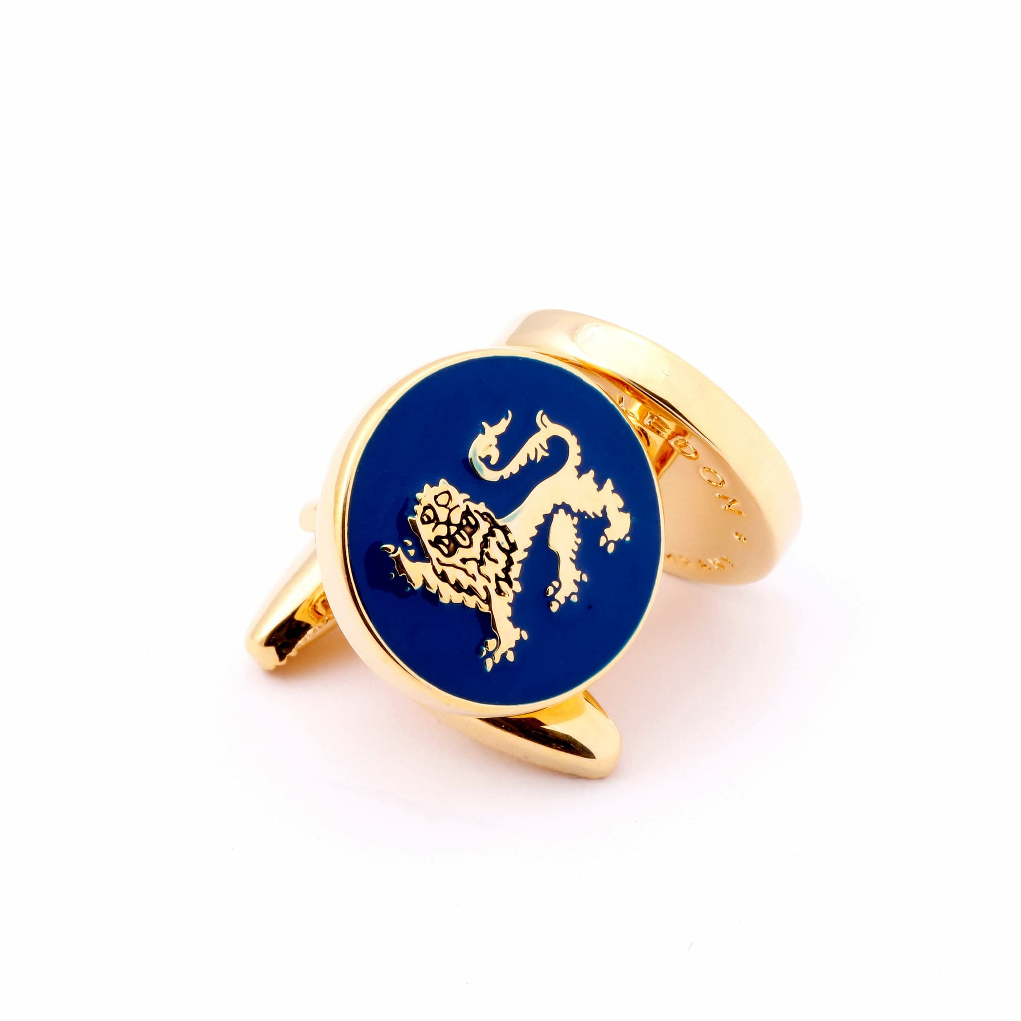 Wimbledon Cufflink CompanyThe English Leopard Cufflink in blue and gold, 17, Stainless Steel, goldstone