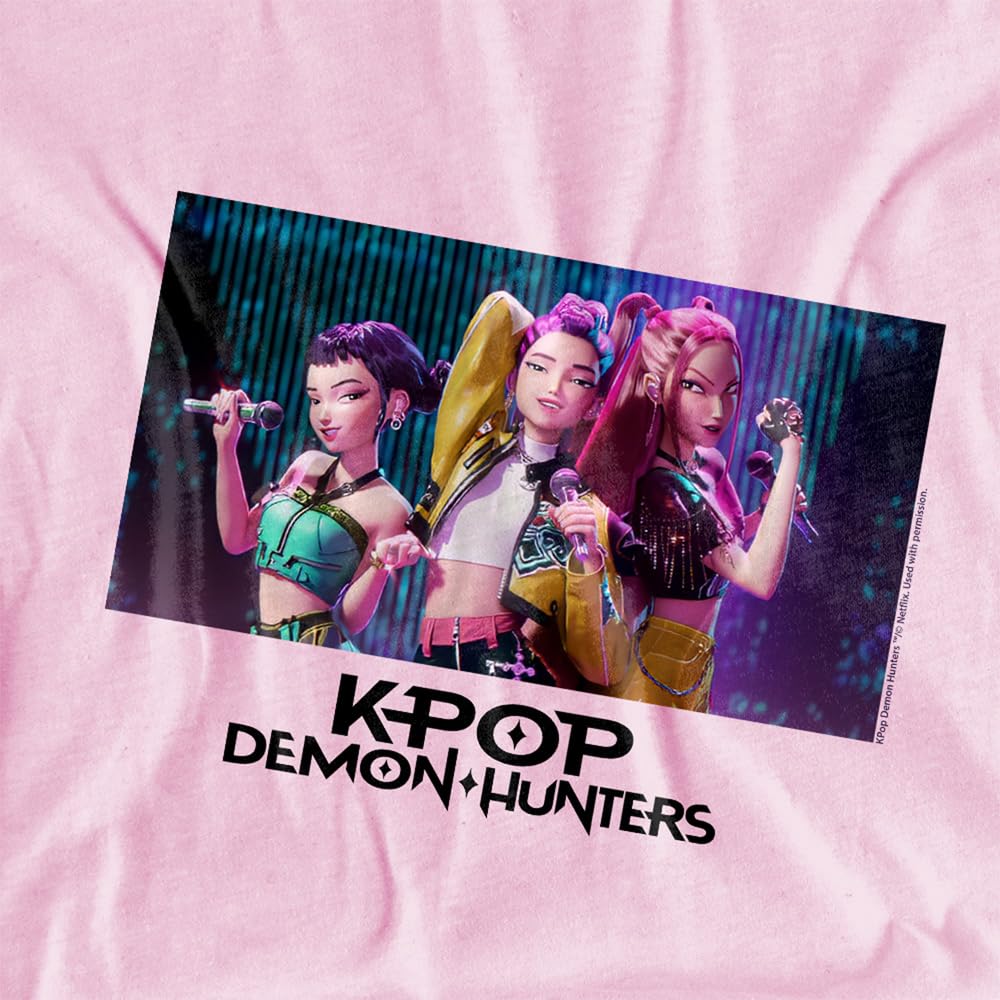 KPOP Demon Hunters Felpa con Cappuccio Unisex per Bambini KPOP Demon Hunters Huntrix Group Singing Youth Kids Boy Girls Pull-Over Felpa con Cappuccio, Rosa Chiaro, 7-8 Years